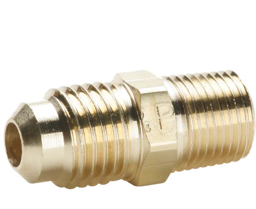 <ul><li>Advantages: This economical fitting resists mechanical pullout. Can be assembled and dis as sem bled repeatedly. Manufactured from CA 360, CA 345 or CA 377 brass.</li><li>Specifications: List ed with Underwriter’s Laboratories for flammable liquid, marine, refrigeration and gas applications. Meets functional require ments of SAE J512 and J513, ASA, ASME and MS (Military Standards). </li><li>Applications: Use with copper, brass, aluminum and welded steel hydraulic tubing that can be flared. Manufactured especially for hard-to-hold liquids and gases.</li><li>Temperature Ranges: From -65° to +250°F.</li><li>Vibration: Short nut may be used when vibration is minimal. The long nut offers additional vibration capacity.</li><li>Nomenclature: Part numbers are constructed from symbols that identify the style and size of the fitting. The first series of numbers and letters identifies the style and type fitting. The second series of numbers describes the size.</li></ul>|